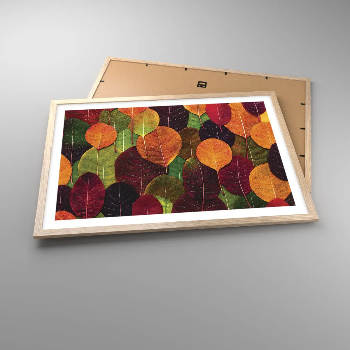 Pôster com moldura de carvalho claro - Mosaico de outono - 70x50 cm