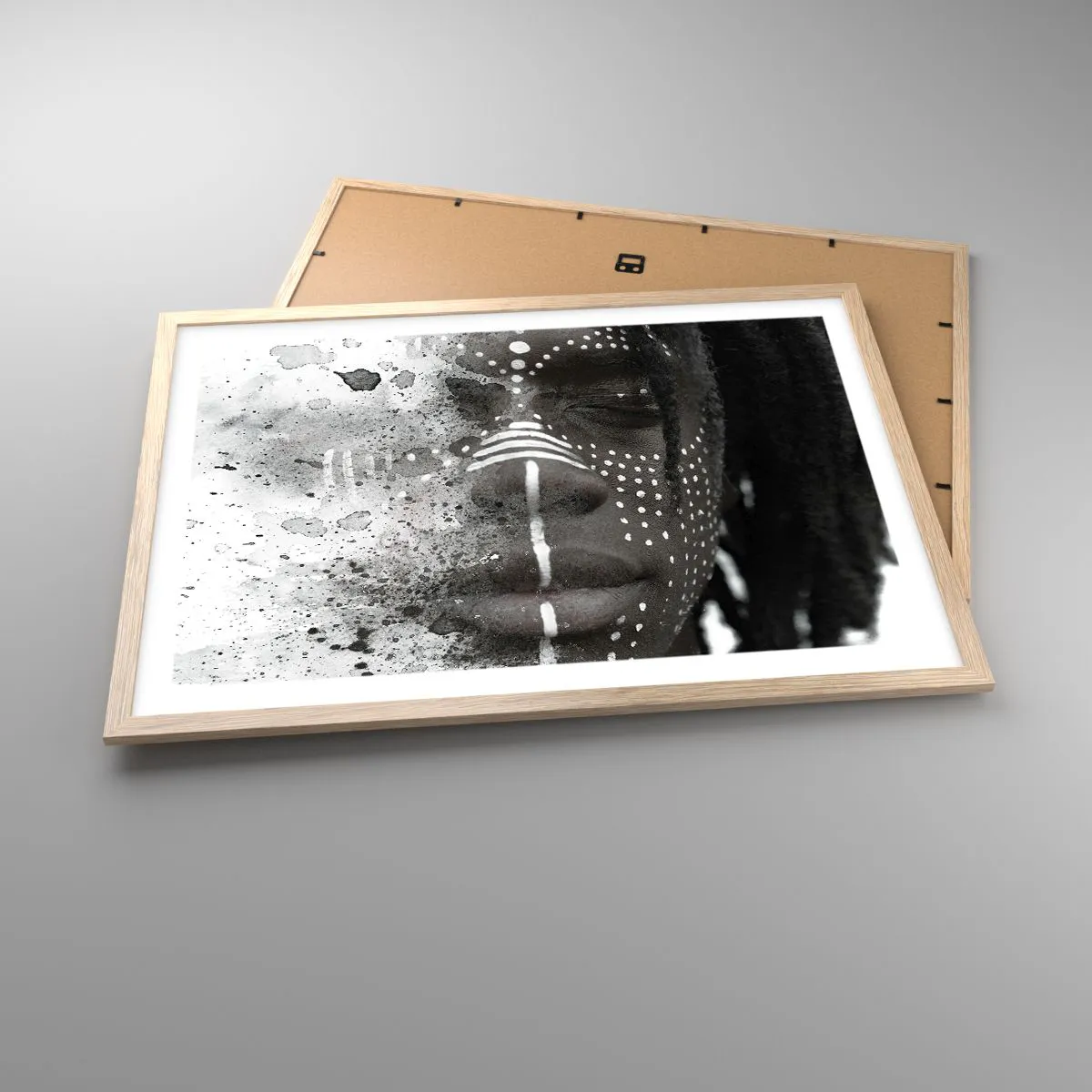 Plakat i ramme af lyst egetræ - Opdag den oprindelige ånd - 70x50 cm