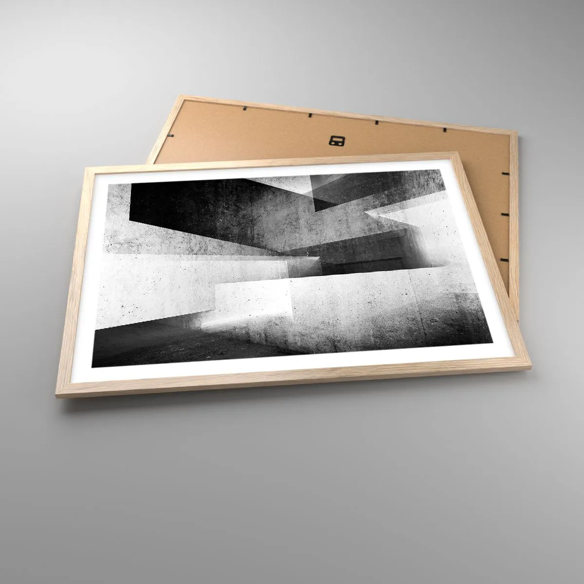 Plakat i ramme af lyst egetræ - Rummet struktur - 70x50 cm