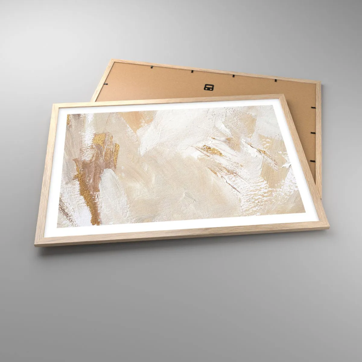 Een poster in een licht eiken lijst - Pastelkleurige compositie - 70x50 cm