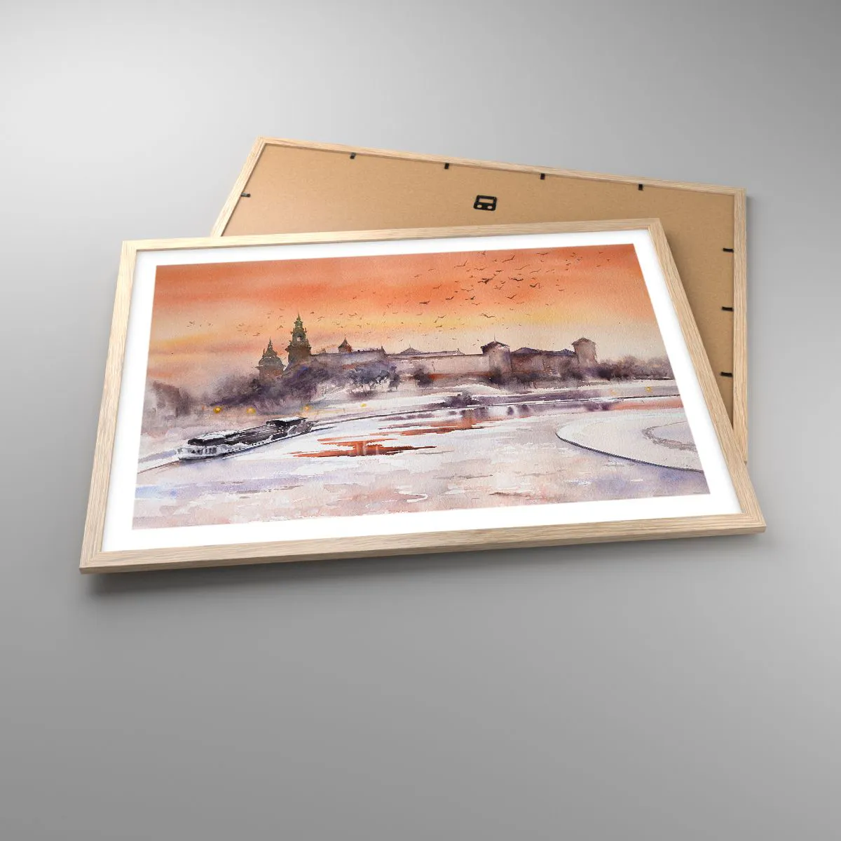 Poszter világos tölgy keretben - Királyi naplemente - 70x50 cm