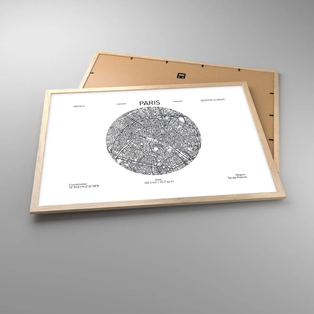 Plakát v rámu světlý dub - Anatomie Paříže - 70x50 cm