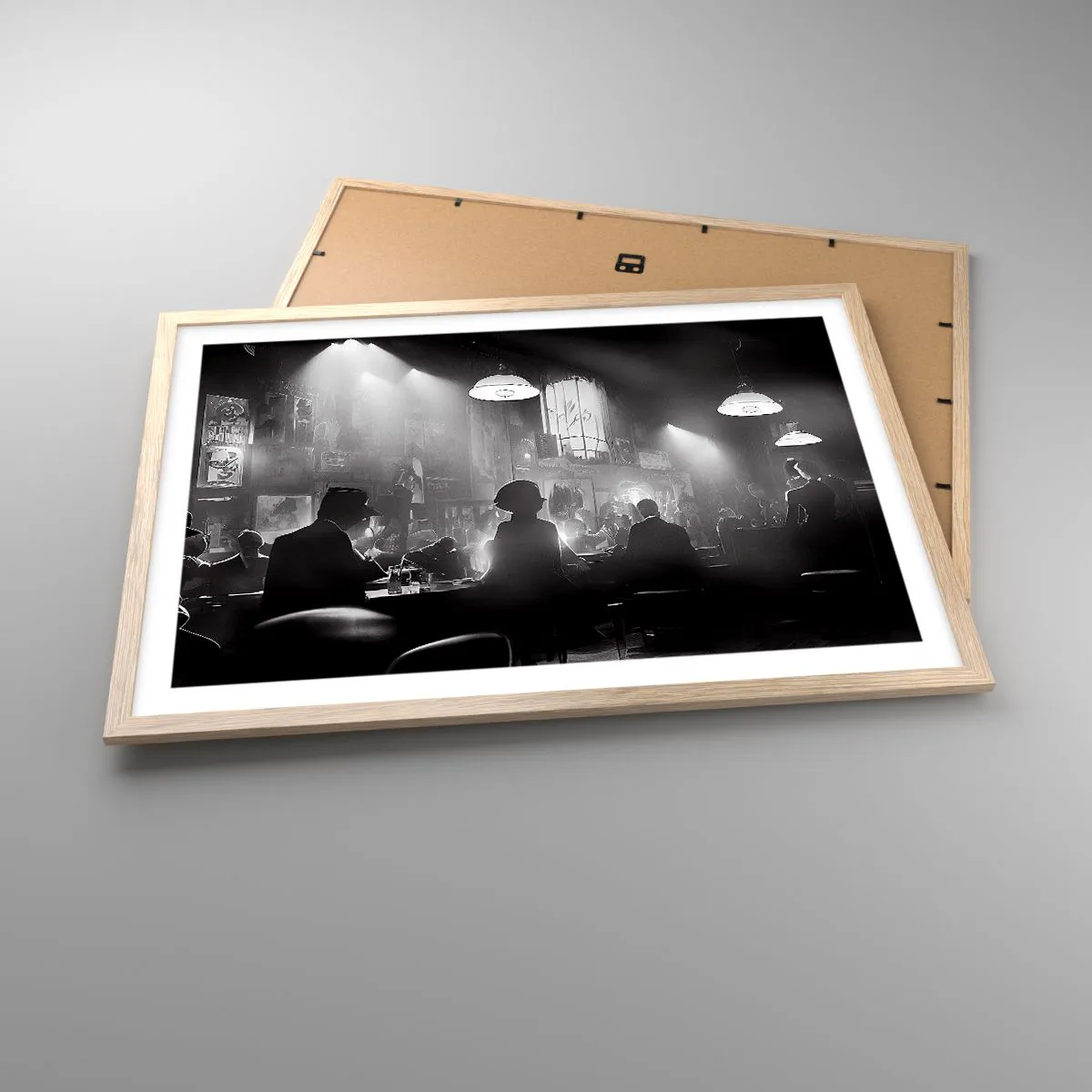 Pôster com moldura de carvalho claro - Em uma atmosfera de jazz - 70x50 cm