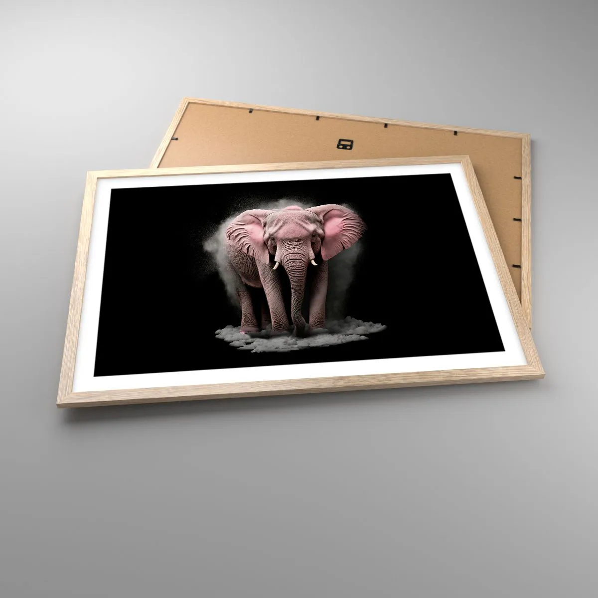 Pôster com moldura de carvalho claro - Não pense em um elefante rosa! - 70x50 cm