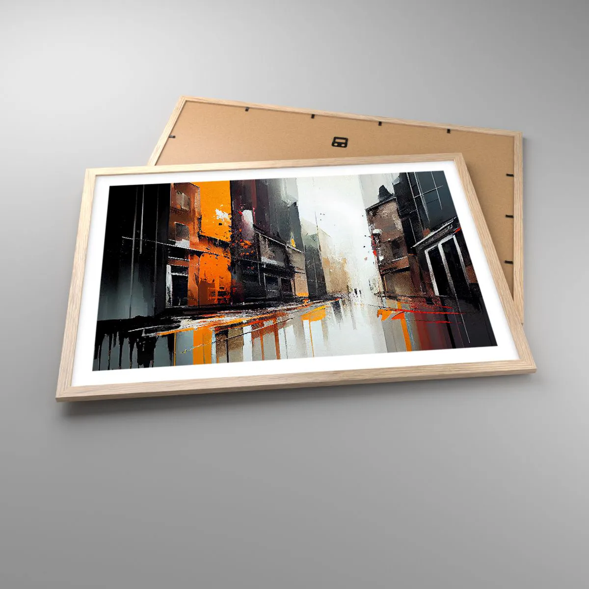 Poster in light oak frame - Rainy Day - 70x50 cm