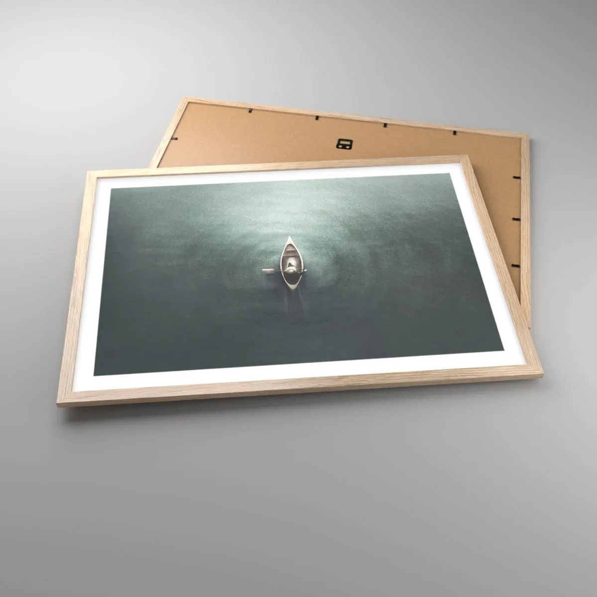 Pôster com moldura de carvalho claro - Através do lago da lua - 70x50 cm