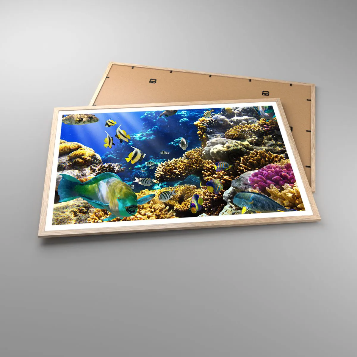 Affiche dans un chêne clair - Poster - Beaucoup de circulation sur la route des vacances - 91x61 cm