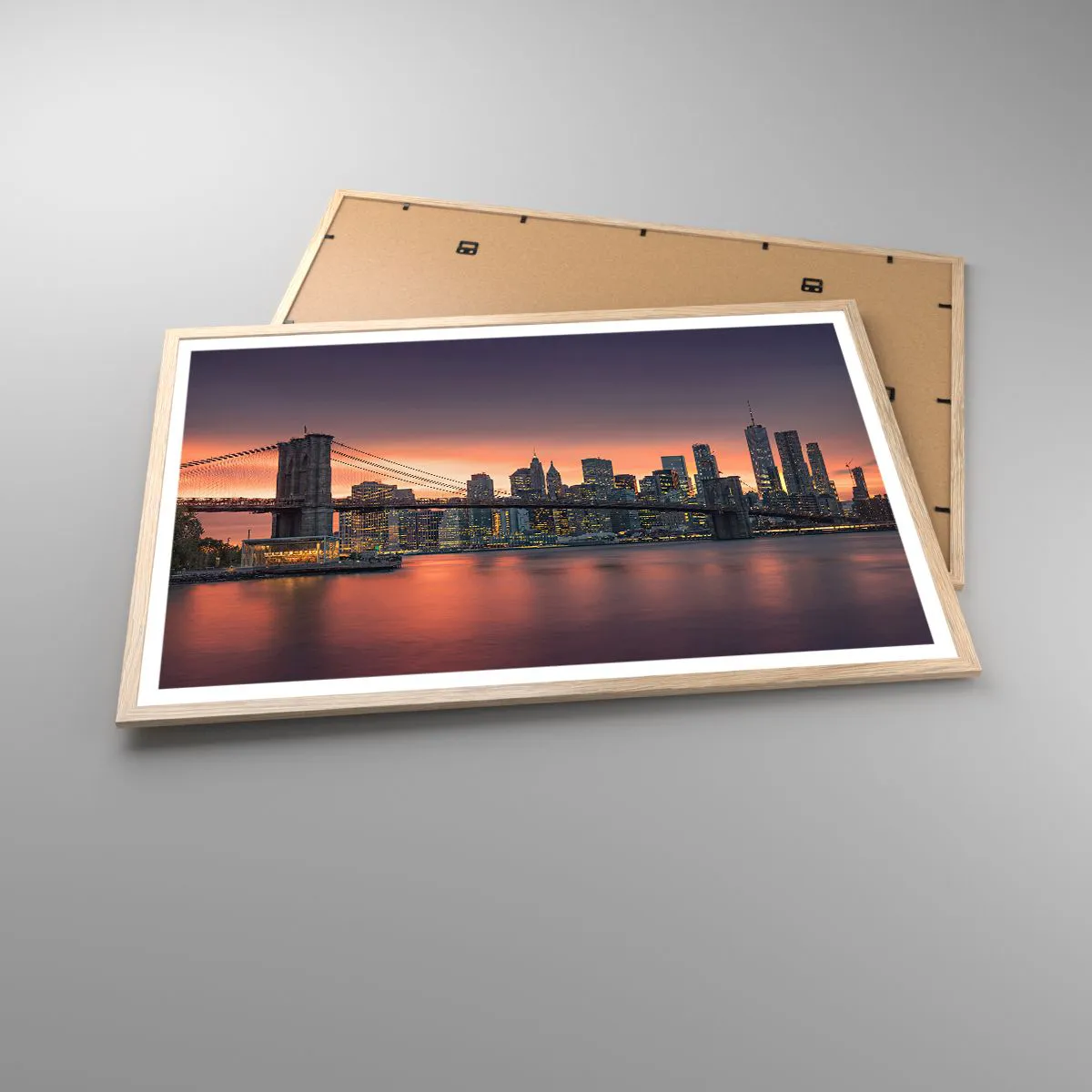 Affiche dans un chêne clair - Poster - Immergé dans le silence lilas - 91x61 cm