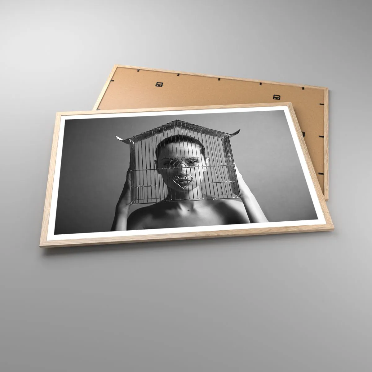 Pôster com moldura de carvalho claro - Retrato um pouco surreal - 91x61 cm