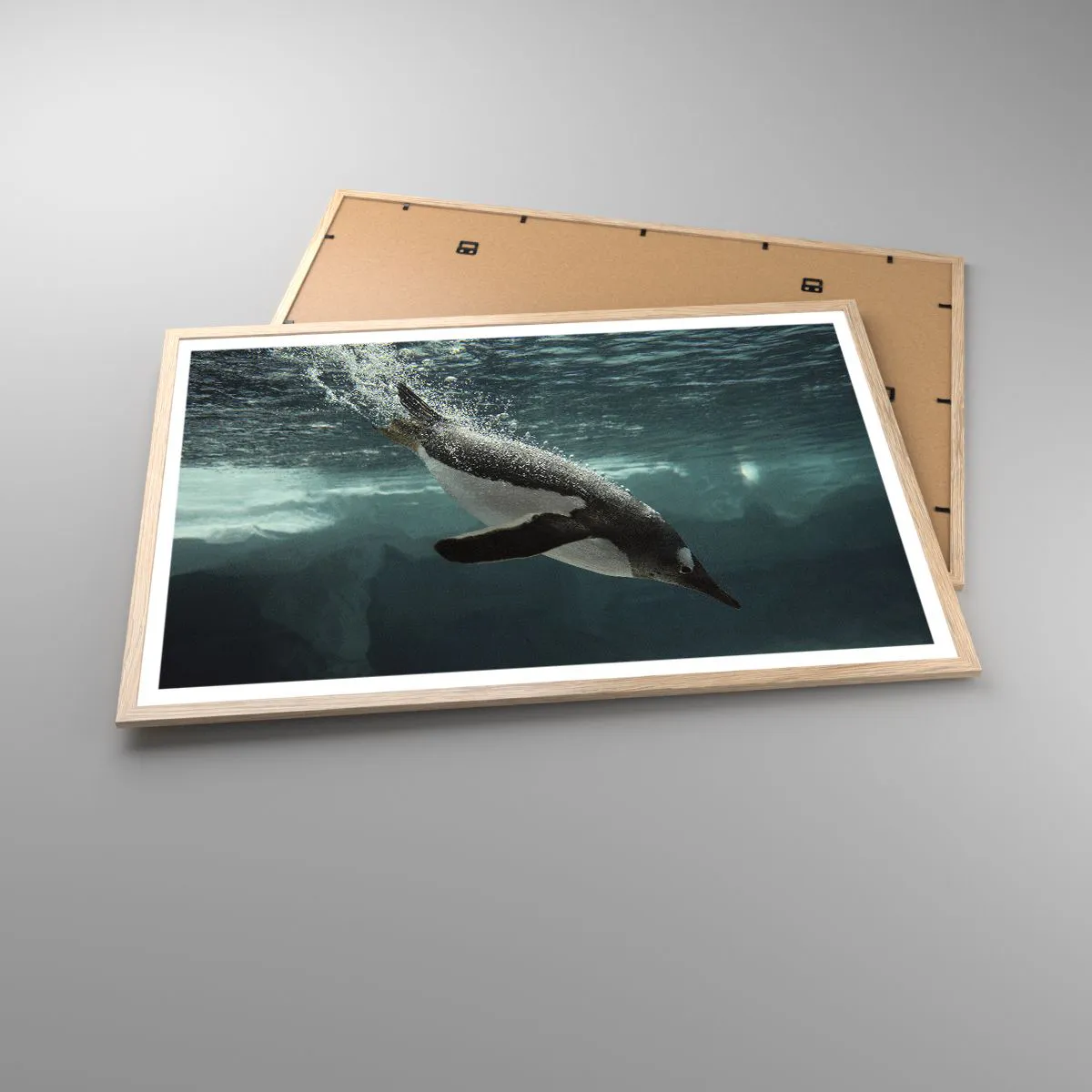 Plakat i ramme af lyst egetræ - Velkommen til min verden - 91x61 cm