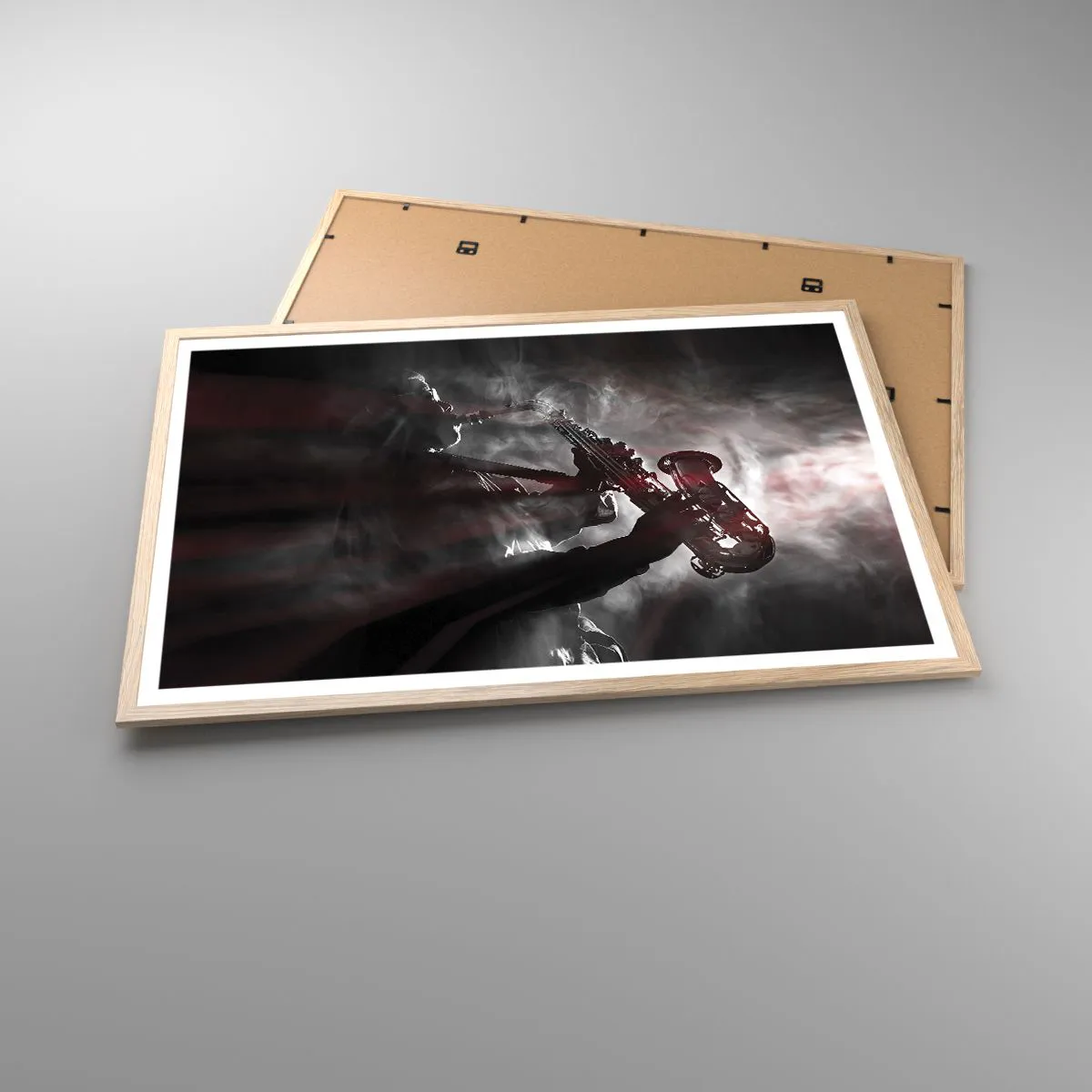 Plakat i ramme af lyst egetræ - I jazzens dampe - 91x61 cm