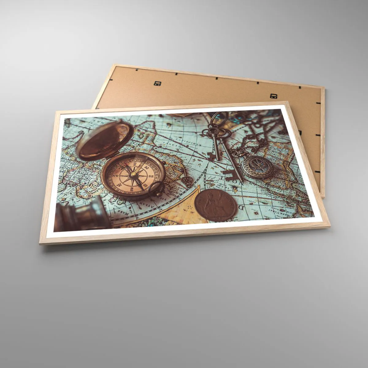 Póster en marco roble claro - Para el aventurero - 91x61 cm