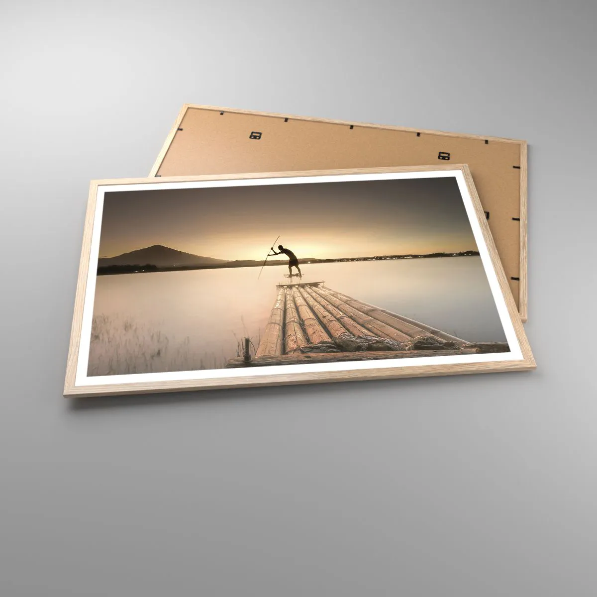 Plakat i ramme af lyst egetræ - Før du hviler - 91x61 cm