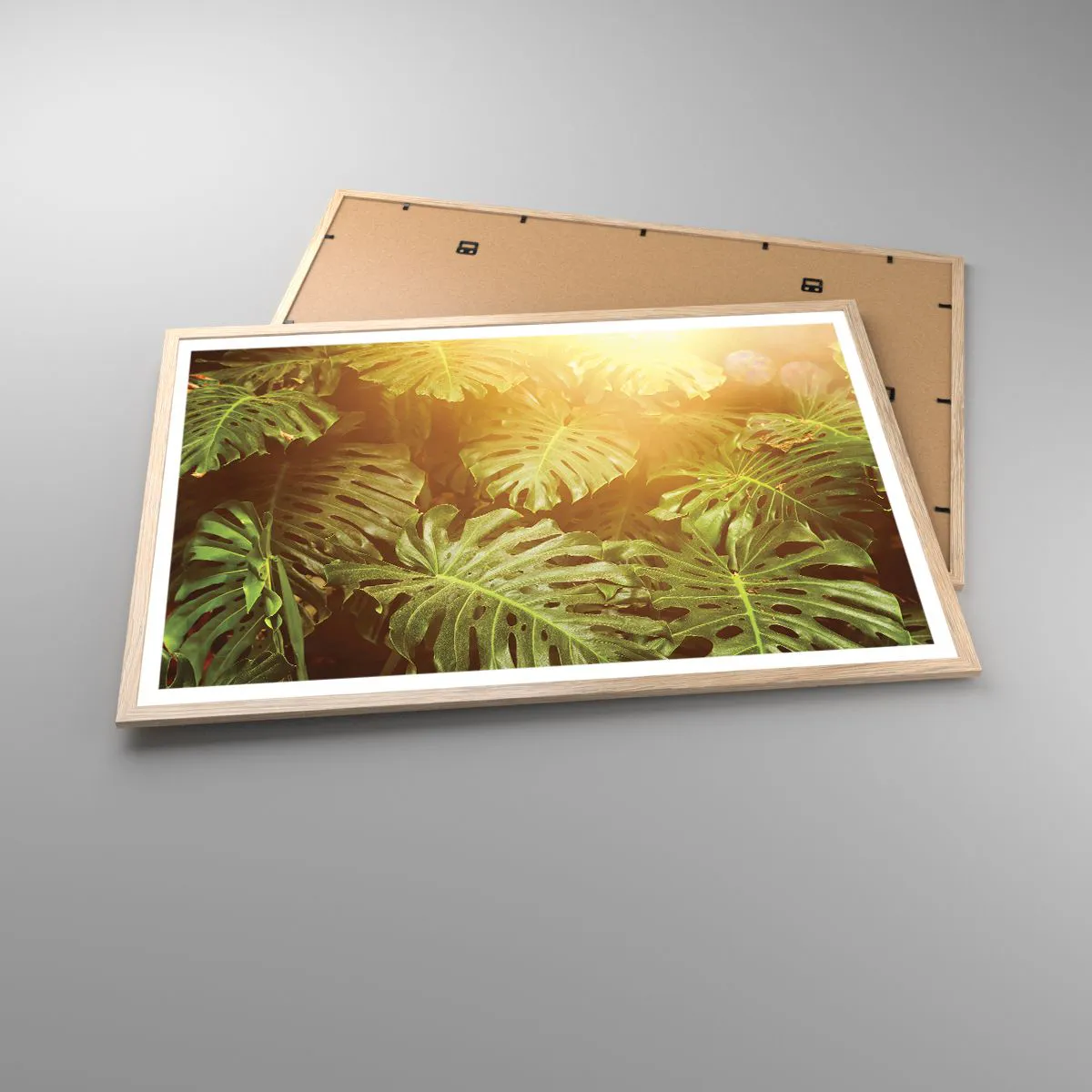 Plakat i ramme af lyst egetræ - Træd ind i det grønne... - 91x61 cm