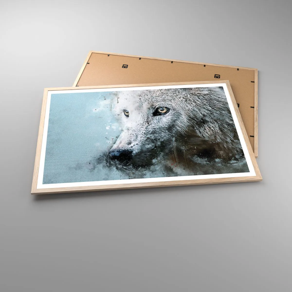 Poster în ramă de stejar deschis - Faceți cunoștință cu sufletul lupului - 91x61 cm