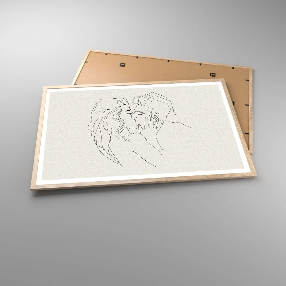 Plakat i ramme af lyst egetræ - Forviklet i følelser - 91x61 cm
