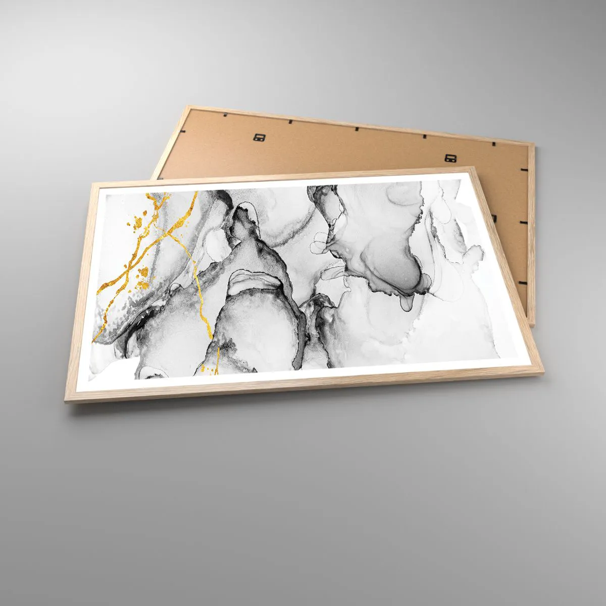 Poster in light oak frame - Composition with a Golden Motif - 91x61 cm
