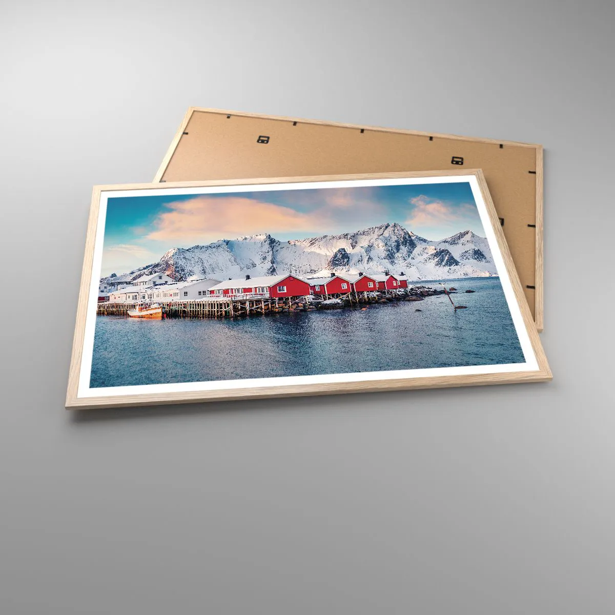 Plakat i ramme af lyst egetræ - Nordlig tilbagetrækning - 91x61 cm