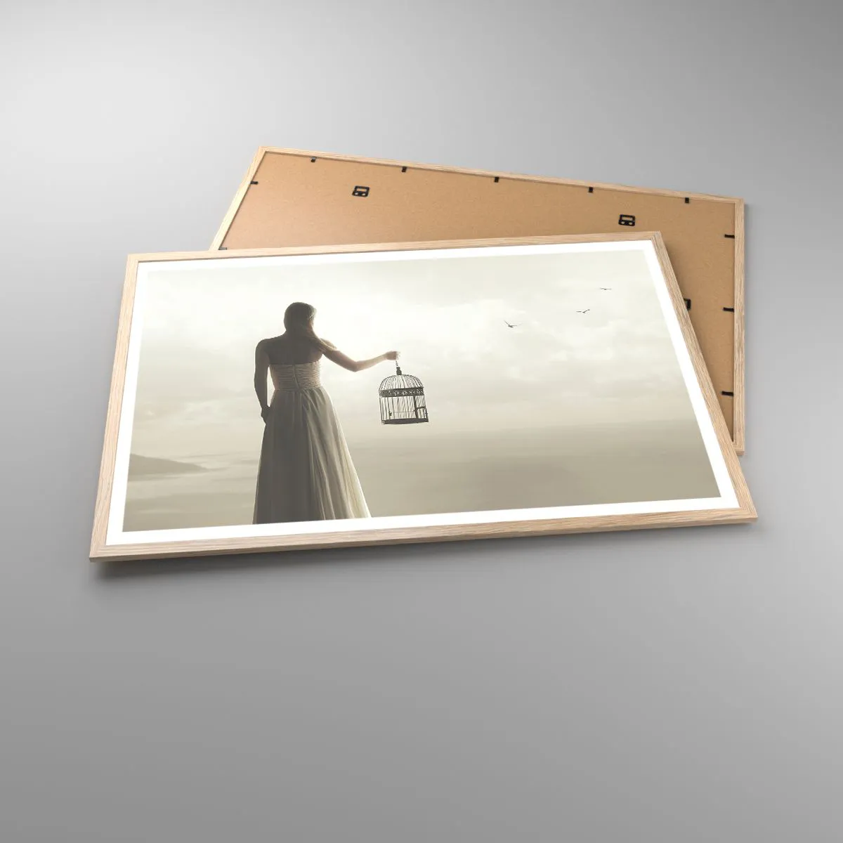 Poster in light oak frame - Be Free - 91x61 cm