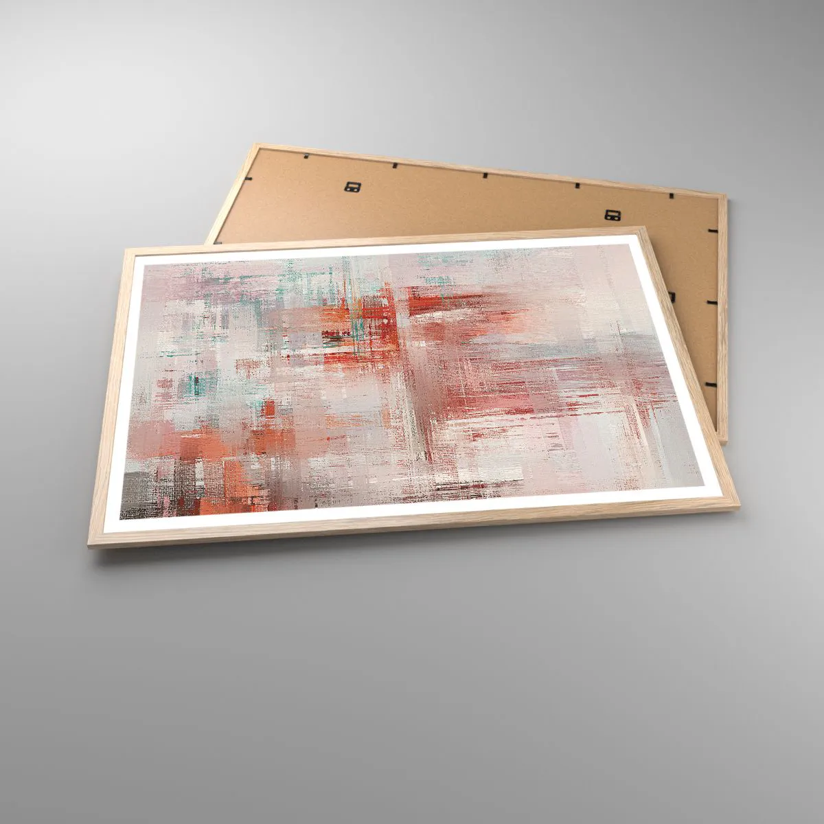 Poster in einem Rahmen aus heller Eiche - Dunstig. Aber rosa - 91x61 cm