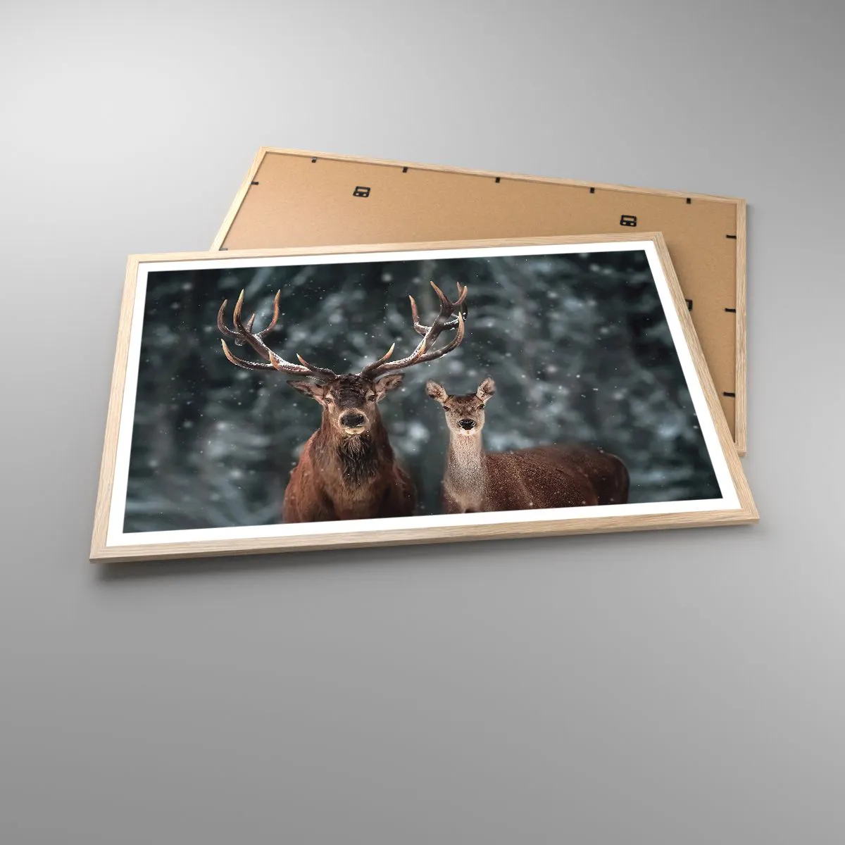 Poster in light oak frame - Master of the Forest with His Wife - 91x61 cm