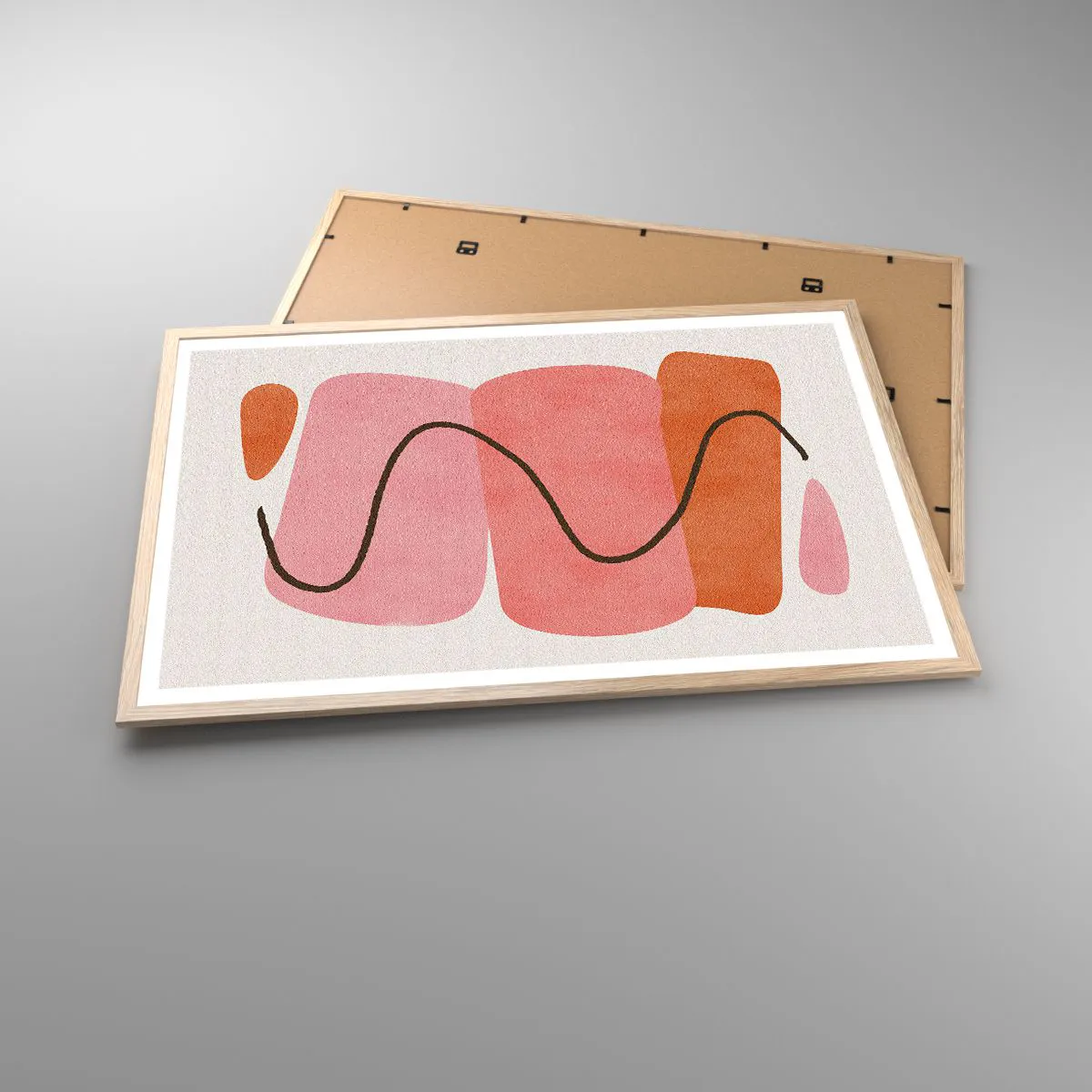 Poster in einem Rahmen aus heller Eiche - Sanfte Bewegung der Formen - 91x61 cm