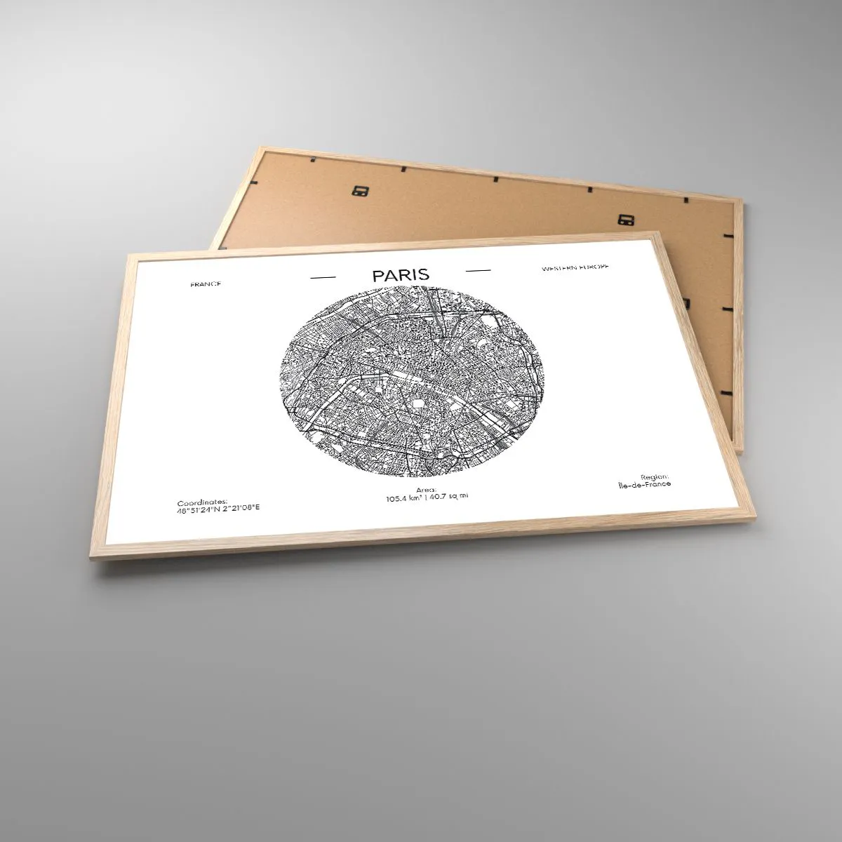 Plakát v rámu světlý dub - Anatomie Paříže - 91x61 cm