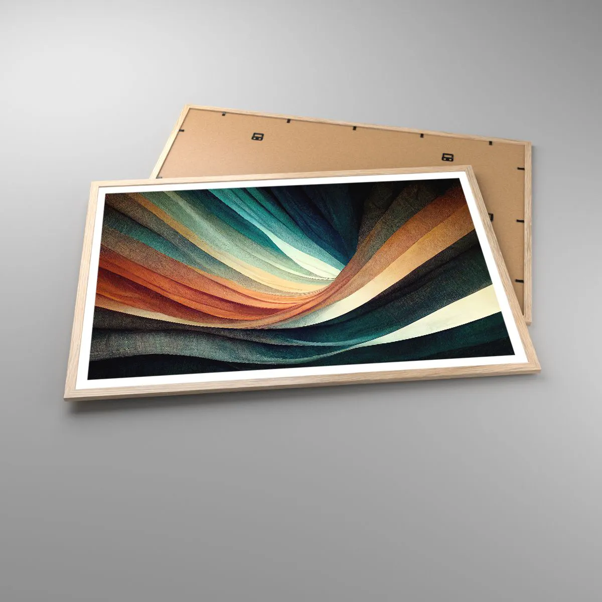 Póster en marco roble claro - Tejido de colores - 91x61 cm
