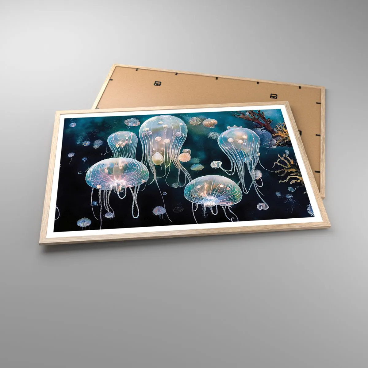 Poster în ramă de stejar deschis - Balul subacvatic - 91x61 cm