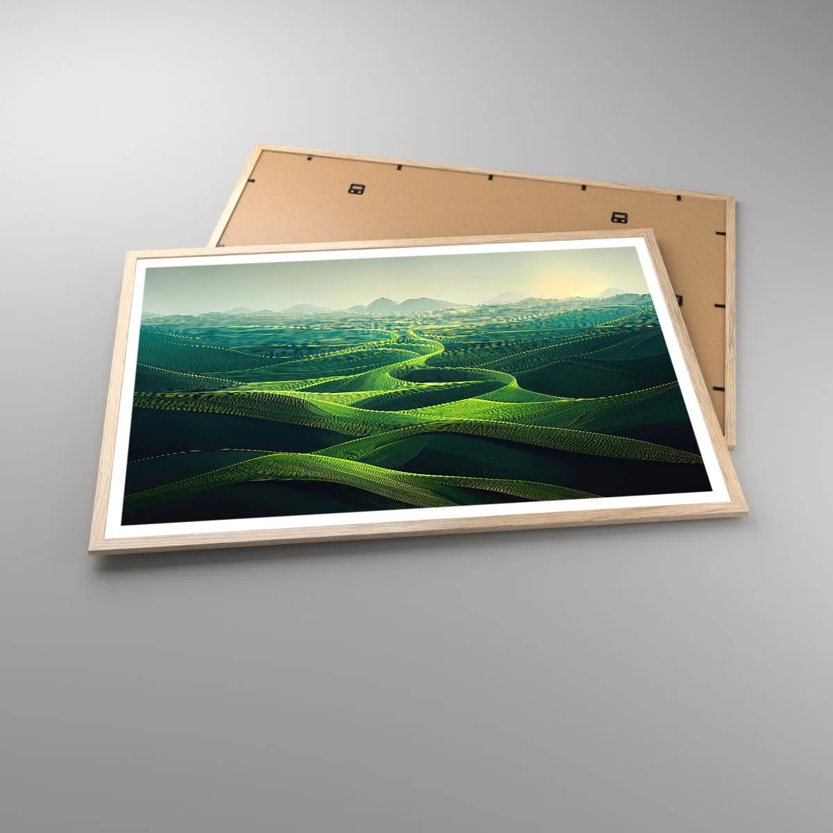 Poster in light oak frame - In Green Valleys - 91x61 cm