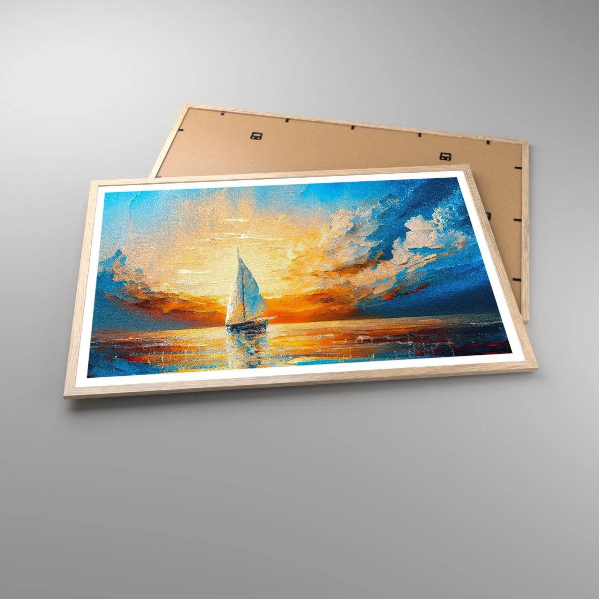 Poster in cornice rovere chiaro - Navigando nell'oro - 91x61 cm