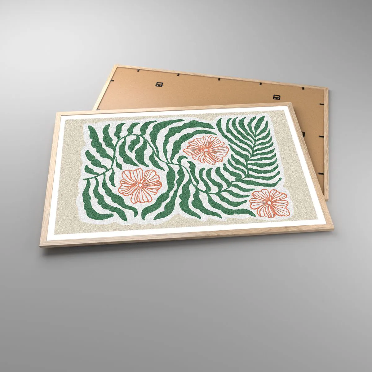 Poster in einem Rahmen aus heller Eiche - Aufgeblüht in Grün - 91x61 cm