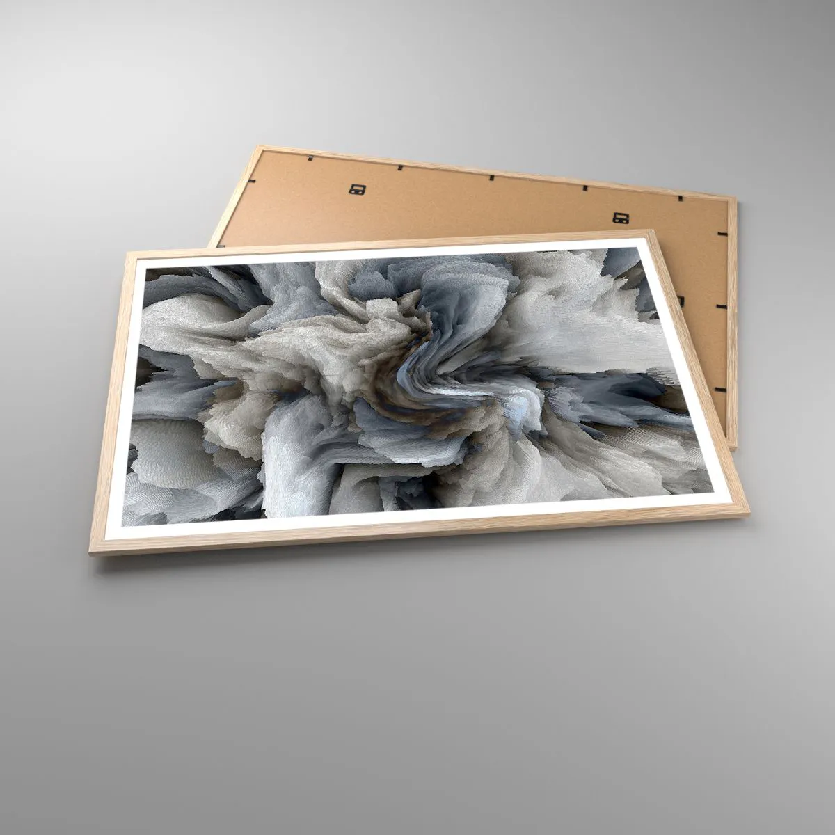 Affiche dans un chêne clair - Poster - Pierre et fleur - 91x61 cm