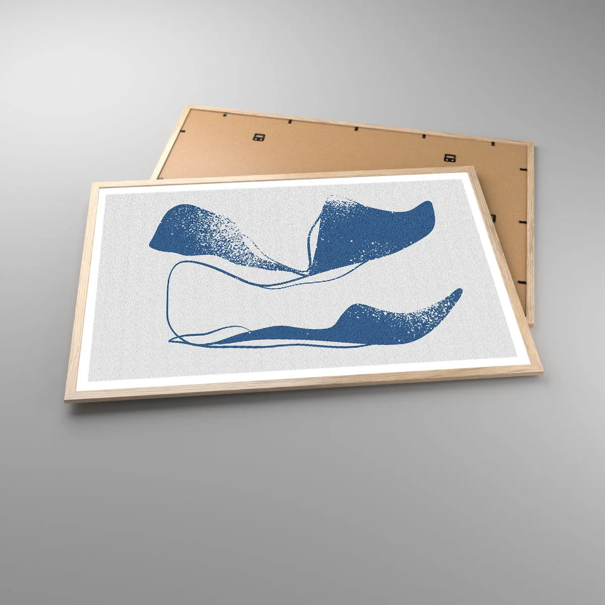 Pôster com moldura de carvalho claro - Abstração alada - 91x61 cm