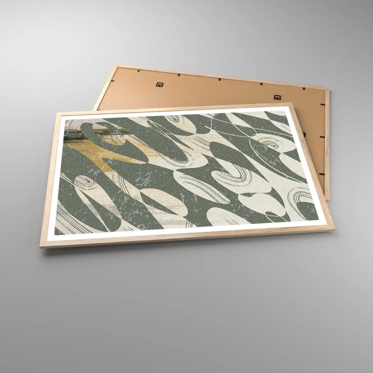Een poster in een licht eiken lijst - Ritmische abstractie - 91x61 cm