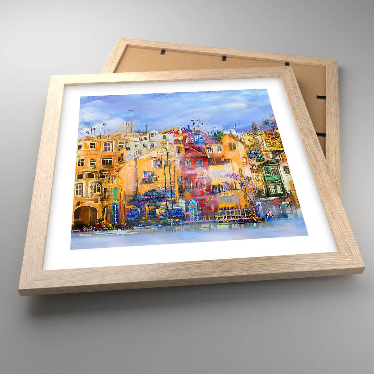 Poster in einem Rahmen aus heller Eiche - Wir sind zusammen - 30x30 cm