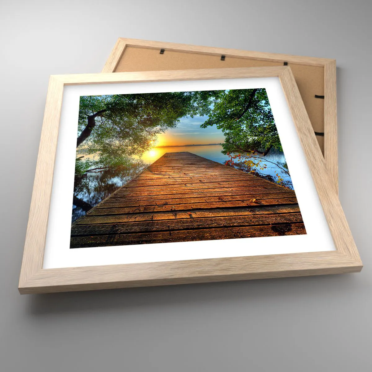 Plakát v rámu světlý dub - Nespěchej, posaď se - 30x30 cm