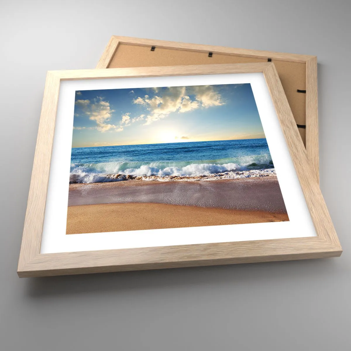 Poster in einem Rahmen aus heller Eiche - Bewegung und Stille zugleich - 30x30 cm