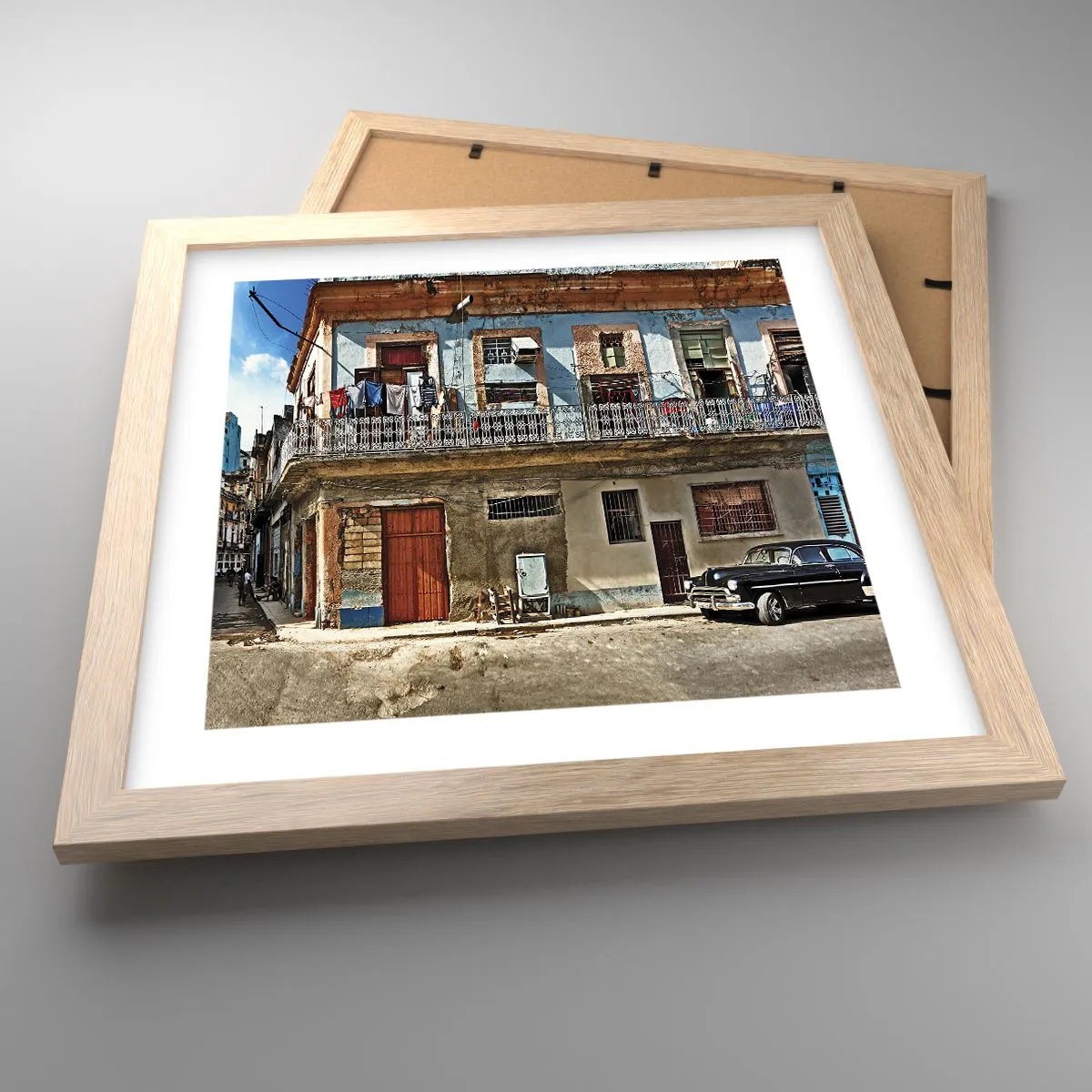 Plakat w ramie jasny dąb - Hawańskie klimaty - 30x30 cm