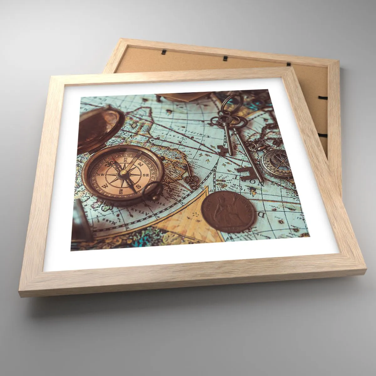 Pôster com moldura de carvalho claro - Para o aventureiro - 30x30 cm