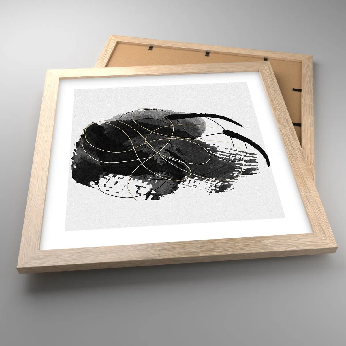 Plakat i ramme af lyst egetræ - Kom frem fra det sorte - 30x30 cm