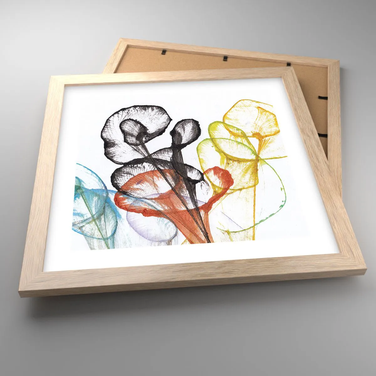 Affiche dans un chêne clair - Poster - Fleurs avec une âme - 30x30 cm