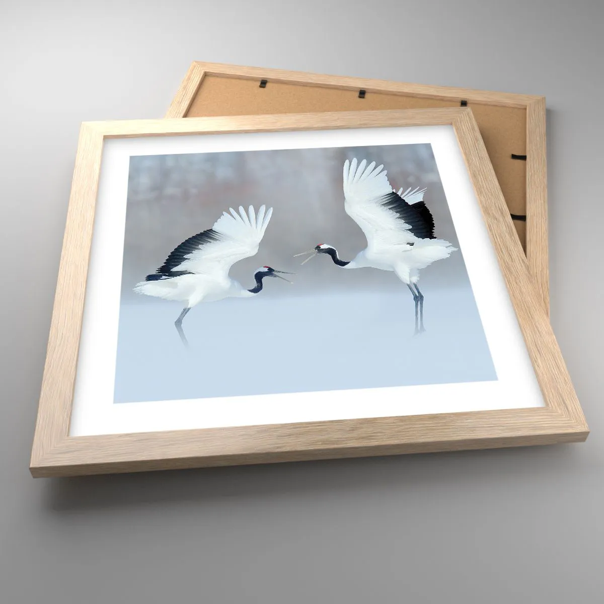 Affiche dans un chêne clair - Poster - Danse dans le brouillard - 30x30 cm