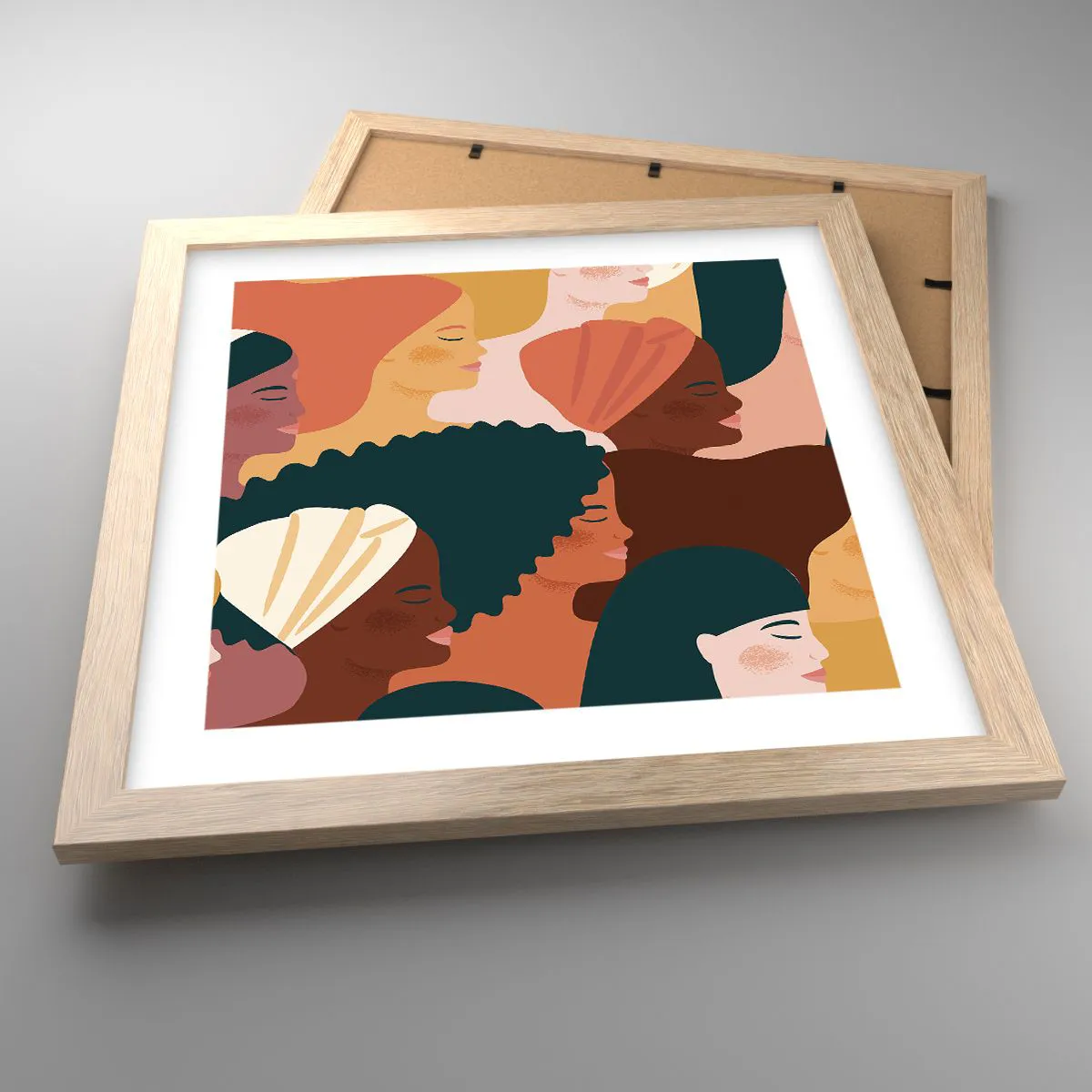 Een poster in een licht eiken lijst - Alleen vrouwelijkheid - 30x30 cm