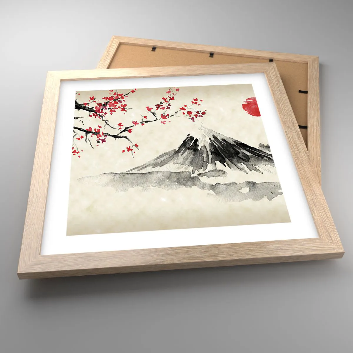 Poster in einem Rahmen aus heller Eiche - Liebe Japan - 30x30 cm