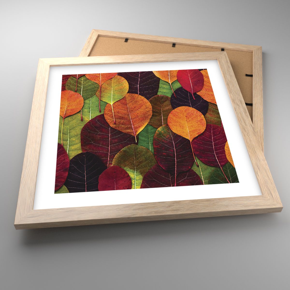 Póster en marco roble claro Arttor 100x70 cm - Mosaico de otoño - Gráficos,  Hojas De Colores, Arte, Colores De Otoño, Arte Moderno, Para el salón