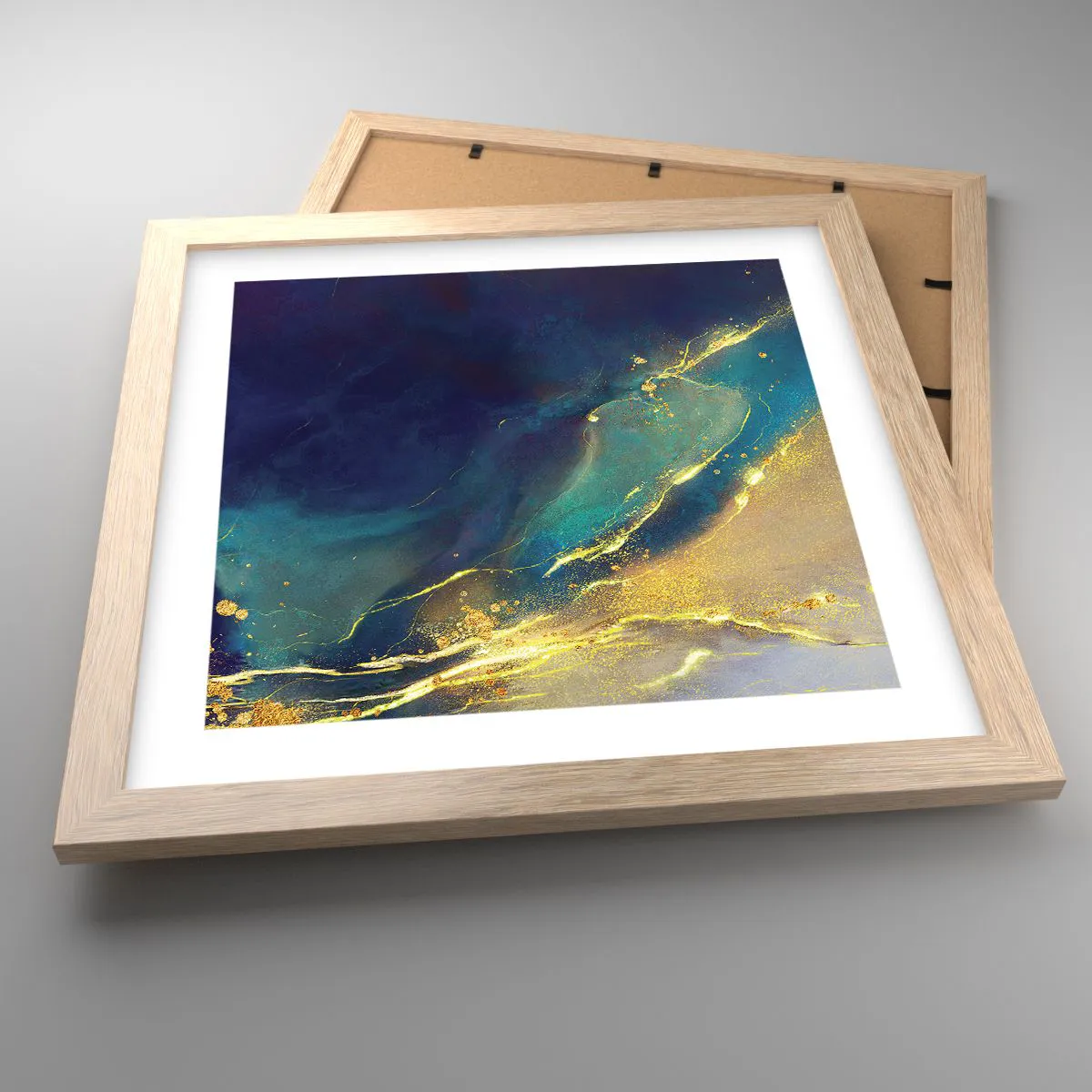 Plakat i ramme af lyst egetræ - Gylden marsk - 30x30 cm