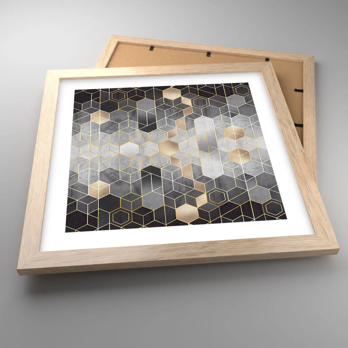 Poster in light oak frame - Diamond Composition - 30x30 cm