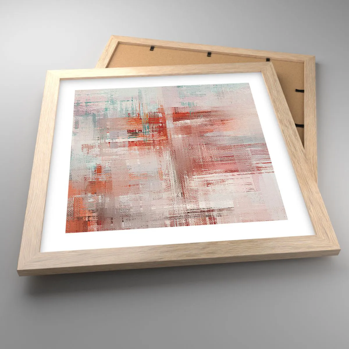 Pôster com moldura de carvalho claro - Nebuloso. Mas rosa - 30x30 cm