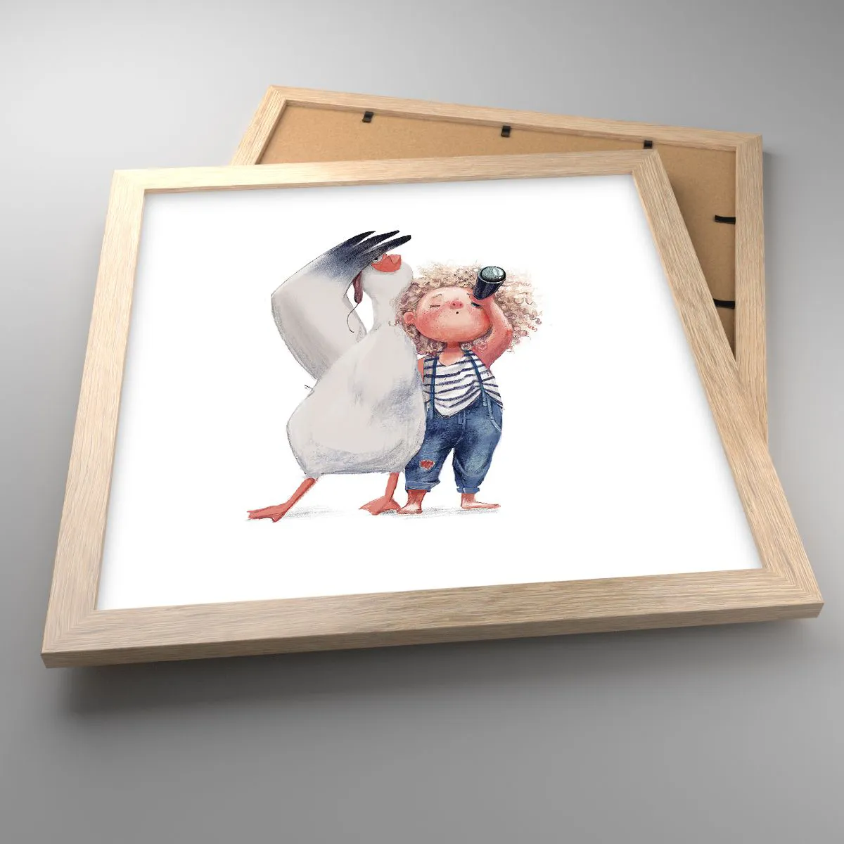 Plakat i ramme af lyst egetræ - En plan for en fantastisk rejse - 30x30 cm